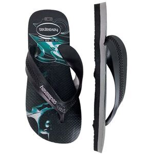 NWOT! Havaianas Batman Flip Flops Black Teal Boys Water Sandals Sz 2Y/EUR 33/34